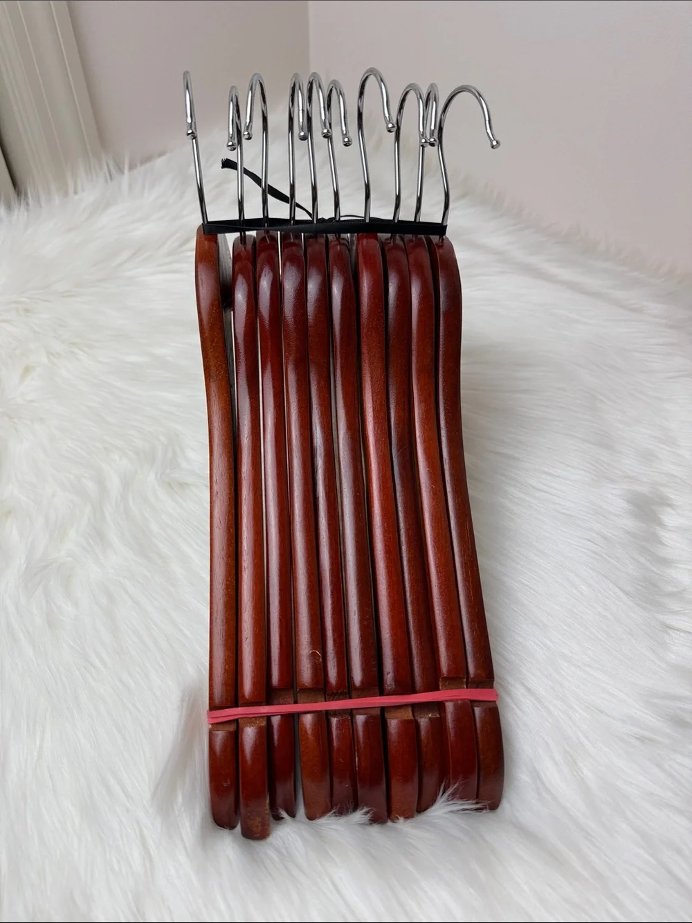 Wooden Shirt Hangers - Set of 10 in Warm Brown Mahogany
